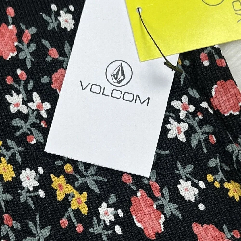 NEW VOLCOM Dress Eazy Focheezy Girls Size Large Floral Black Combo School Church